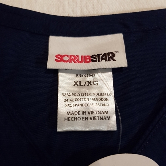 Scrubstar women's size XL navy scrub top, uniform top. New - Picture 3 of 3